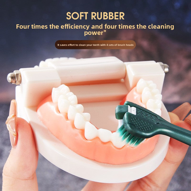 Three-sided tongue coating toothbrush