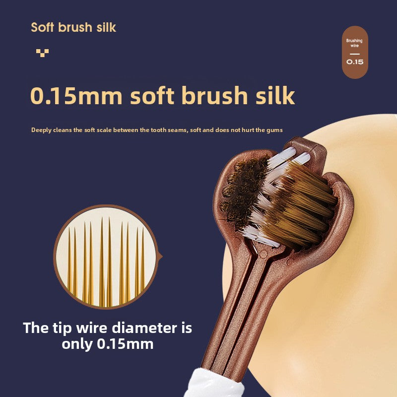 Three-sided tongue coating toothbrush