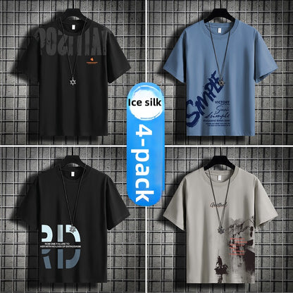 Summer men's ice silk short-sleeved T-shirt