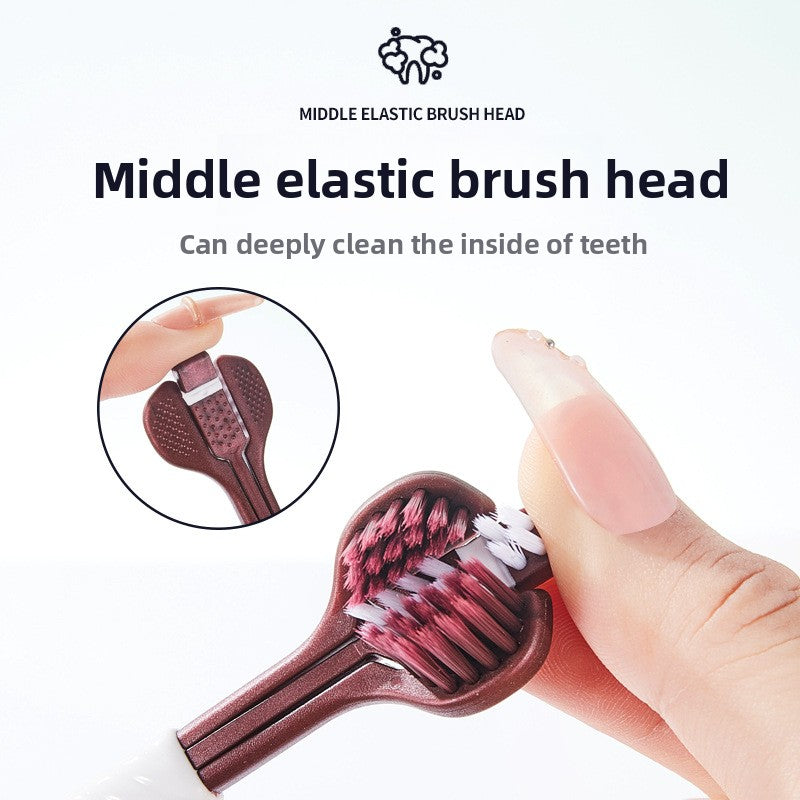 Three-sided tongue coating toothbrush