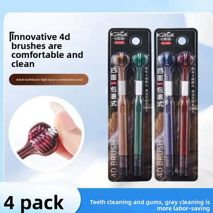 Three-sided tongue coating toothbrush