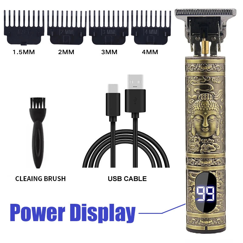 2025 T9 HairClipper Beard Shaving Body Hair Trimmer Clippers Electric Machine Men Haircut Machine 0mm Barber ShaverDragon Carved
