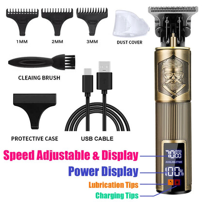 2025 T9 HairClipper Beard Shaving Body Hair Trimmer Clippers Electric Machine Men Haircut Machine 0mm Barber ShaverDragon Carved