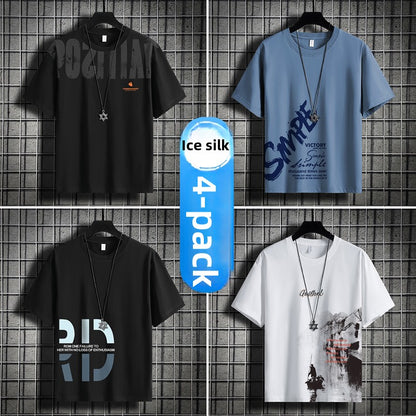 Summer men's ice silk short-sleeved T-shirt