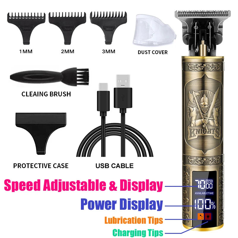 2025 T9 HairClipper Beard Shaving Body Hair Trimmer Clippers Electric Machine Men Haircut Machine 0mm Barber ShaverDragon Carved