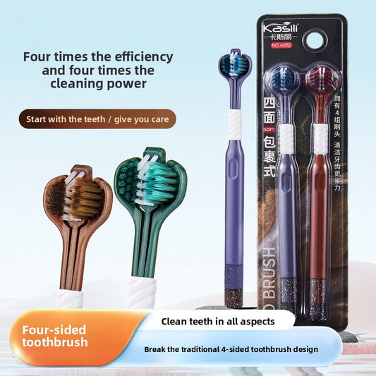 Three-sided tongue coating toothbrush