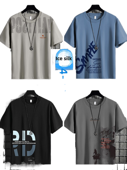 Summer men's ice silk short-sleeved T-shirt