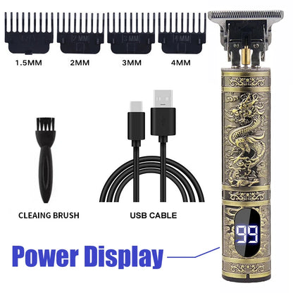2025 T9 HairClipper Beard Shaving Body Hair Trimmer Clippers Electric Machine Men Haircut Machine 0mm Barber ShaverDragon Carved